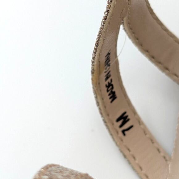 Pelle Moda Noreen Gold Glitter Strappy Block Heels Women's Size US7M EU38 - Picture 9 of 9